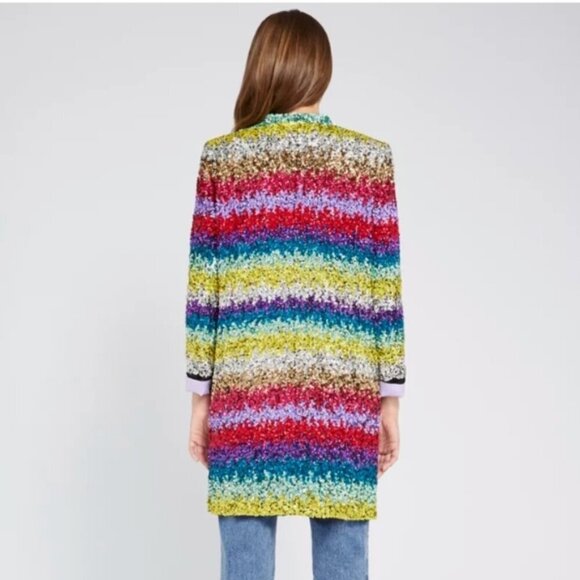 Alice + Olivia Linda Sequin Striped Open Jacket Coat - Picture 4 of 14
